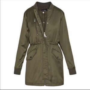 NWT Sam Edelman Jacket  Satin Olive Green Bomber With Puffy Vest Size XS/S